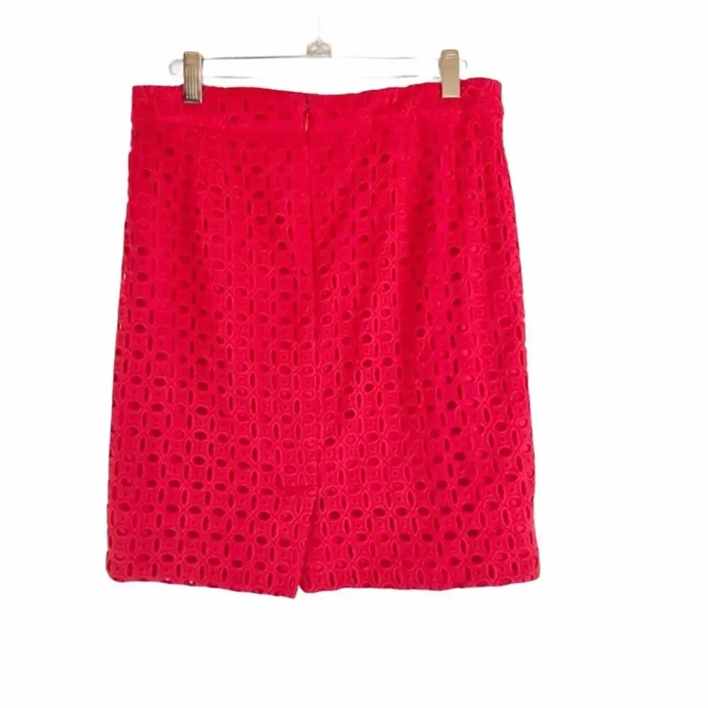 J. Crew Chili Red No. 2 Pencil Skirt Knee Length Ultra Eyelet Cut